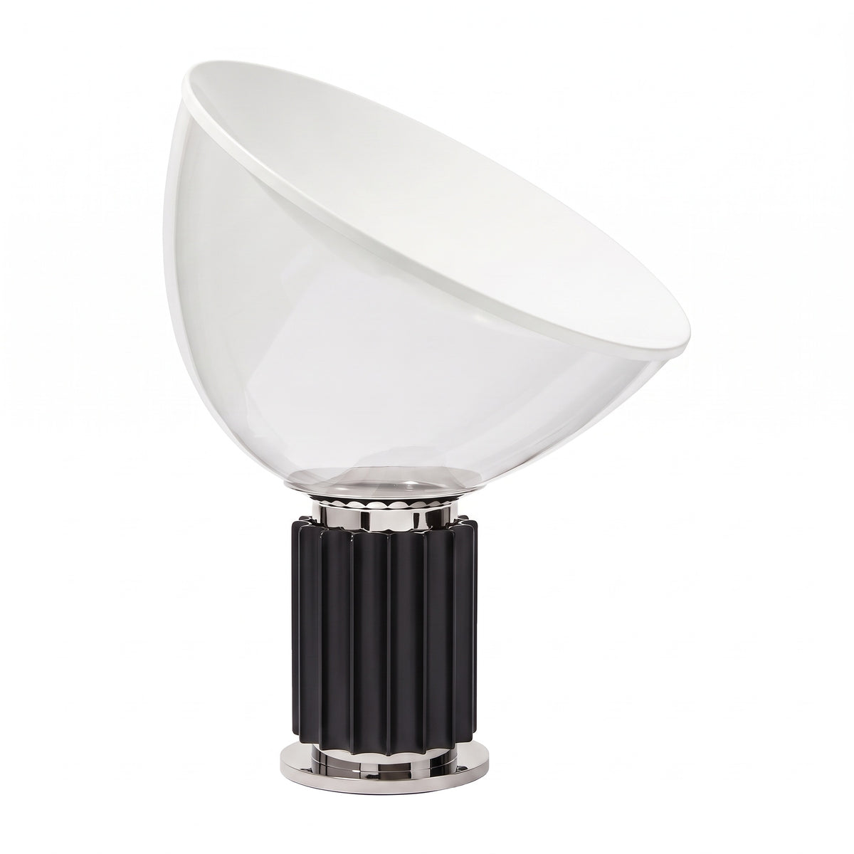 Zenith glass and metal table lamp on a white background